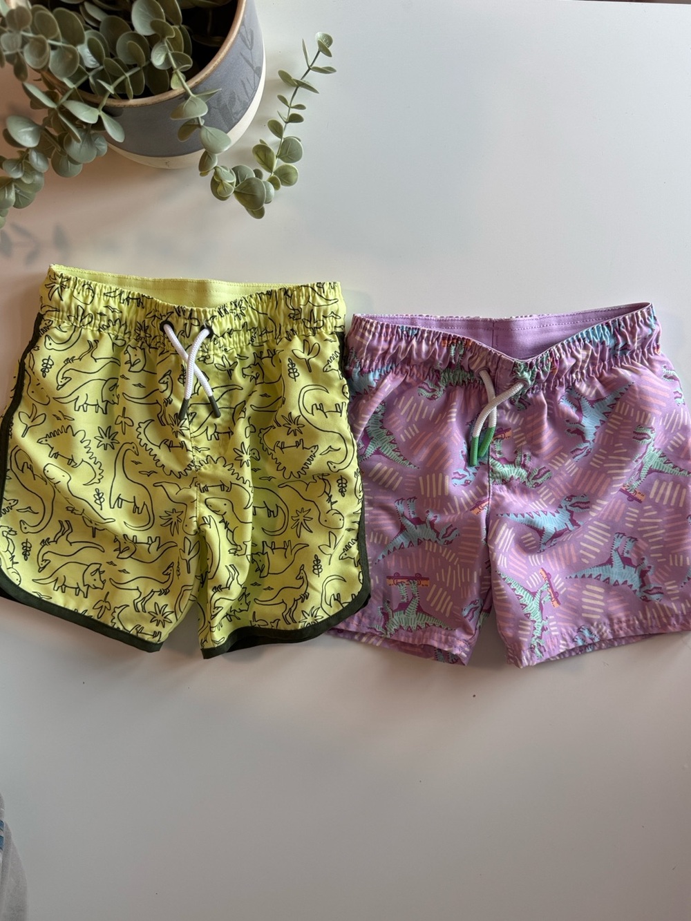 Cat & Jack Yellow Dinosaur Print Swim Shorts